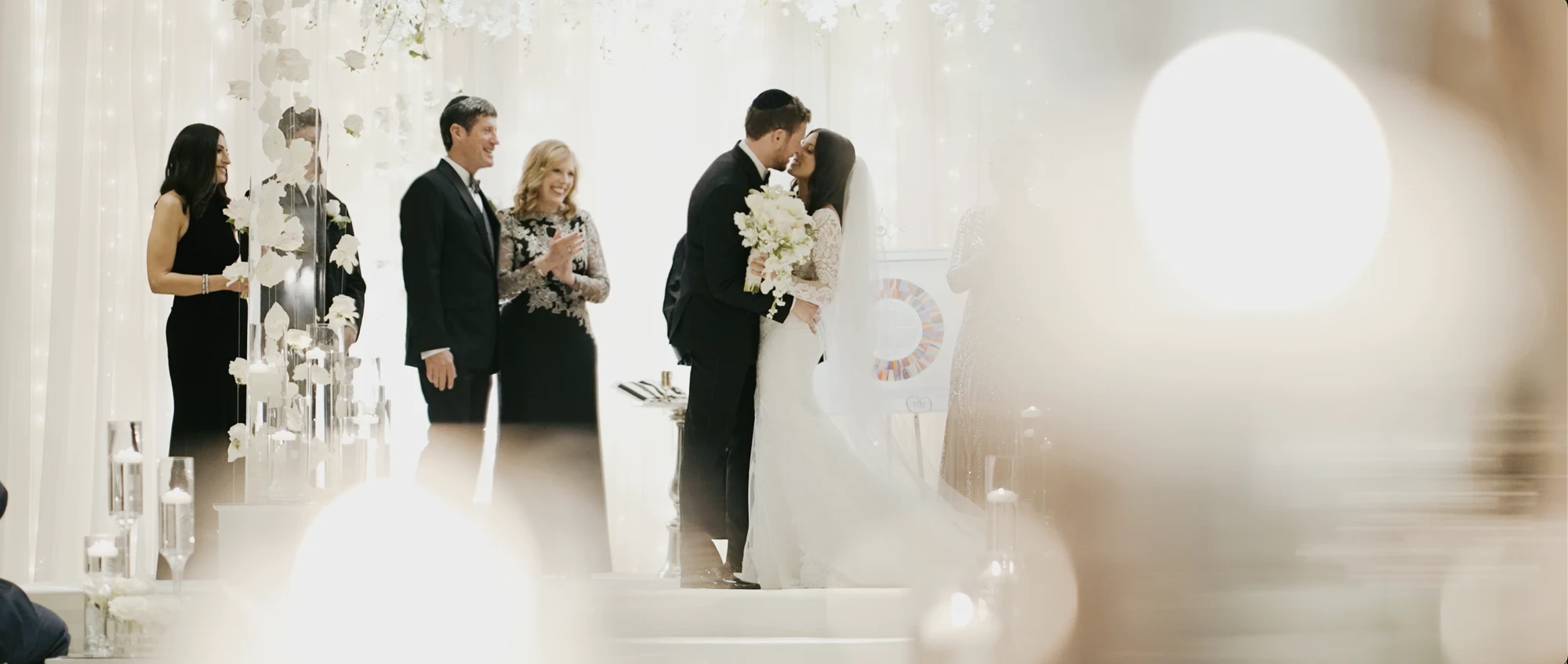 A wedding ceremony with the couple and their loved ones